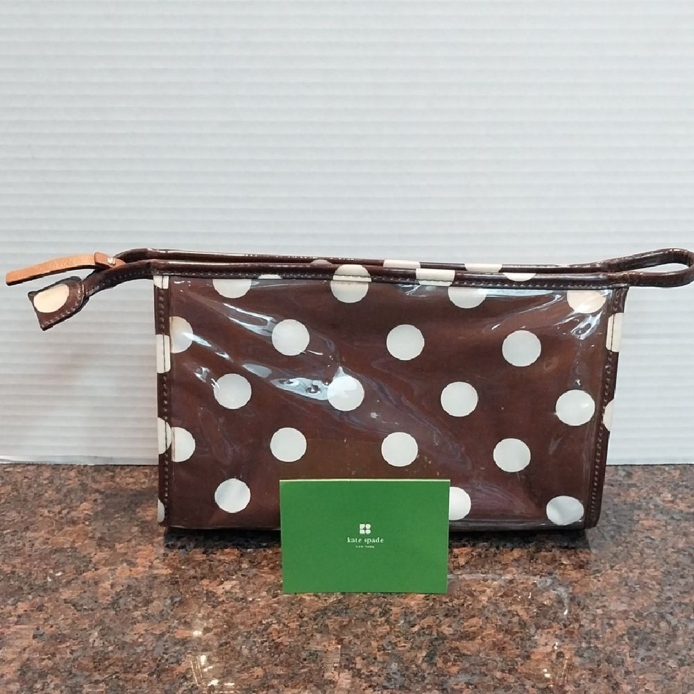 Kate Spade Brown and White Polka Dot Pouch..